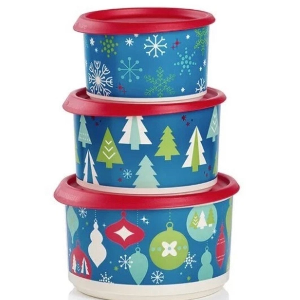 Tupperware Festive Holiday Storage Containers 3 piece set